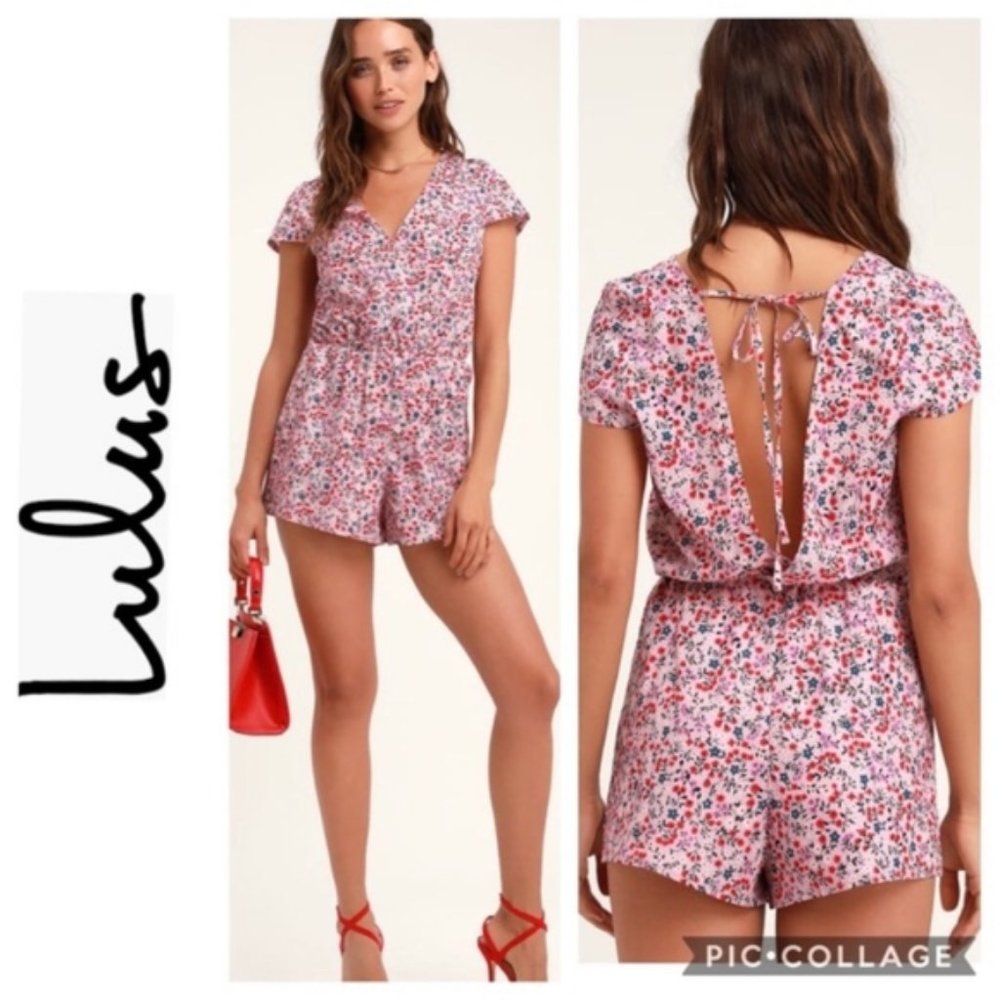 Lulu’s Muave Floral Romper Small NWT